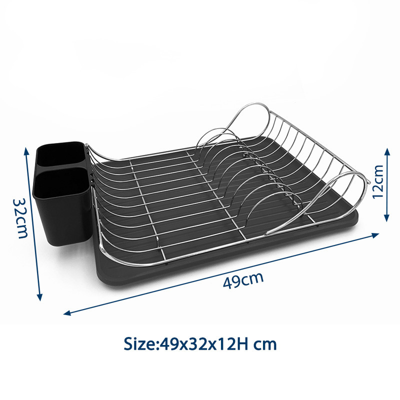 Iron Single-Tier Dish Draining Rack with Tray