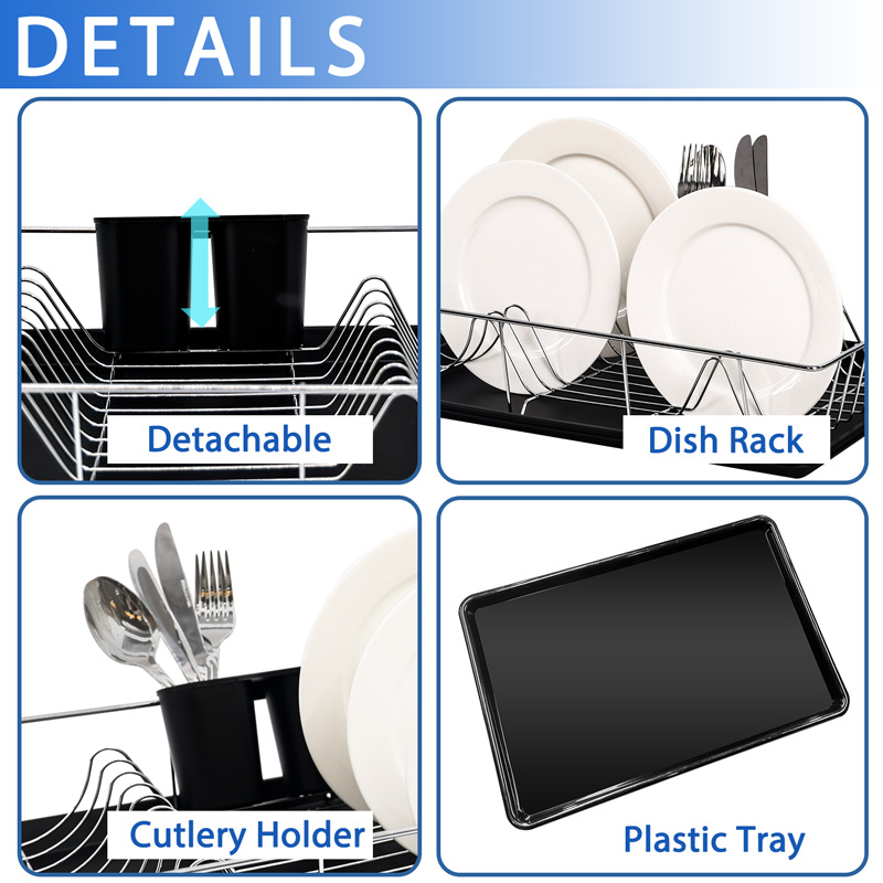 Single-Tier Dish Rack with Drain Tray