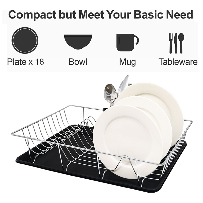 Single-Tier Dish Rack with Drain Tray