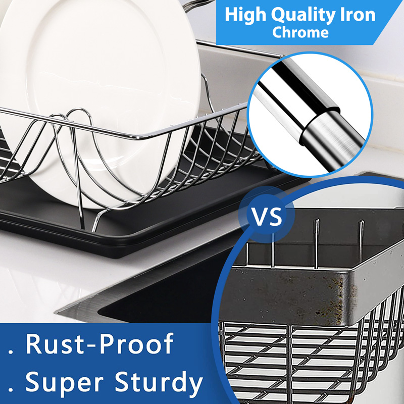 Single-Tier Dish Rack with Drain Tray