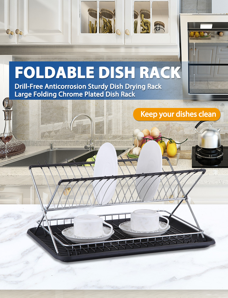 Foldable Dish Drying Rack with Drainboard