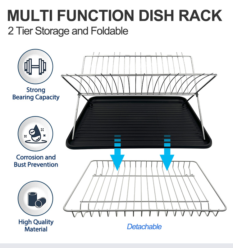 Foldable Dish Drying Rack with Drainboard