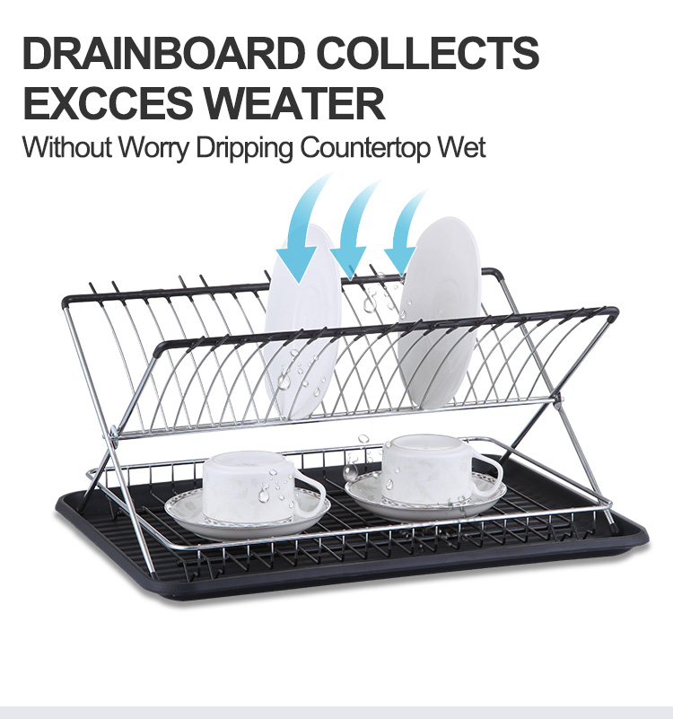 Foldable Dish Drying Rack with Drainboard