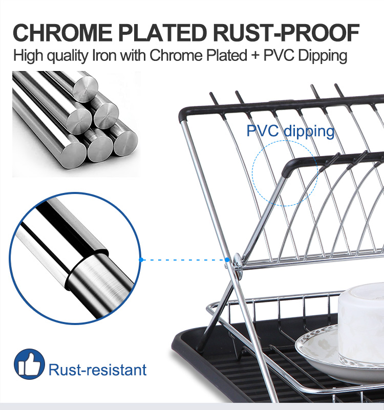 Foldable Dish Drying Rack with Drainboard