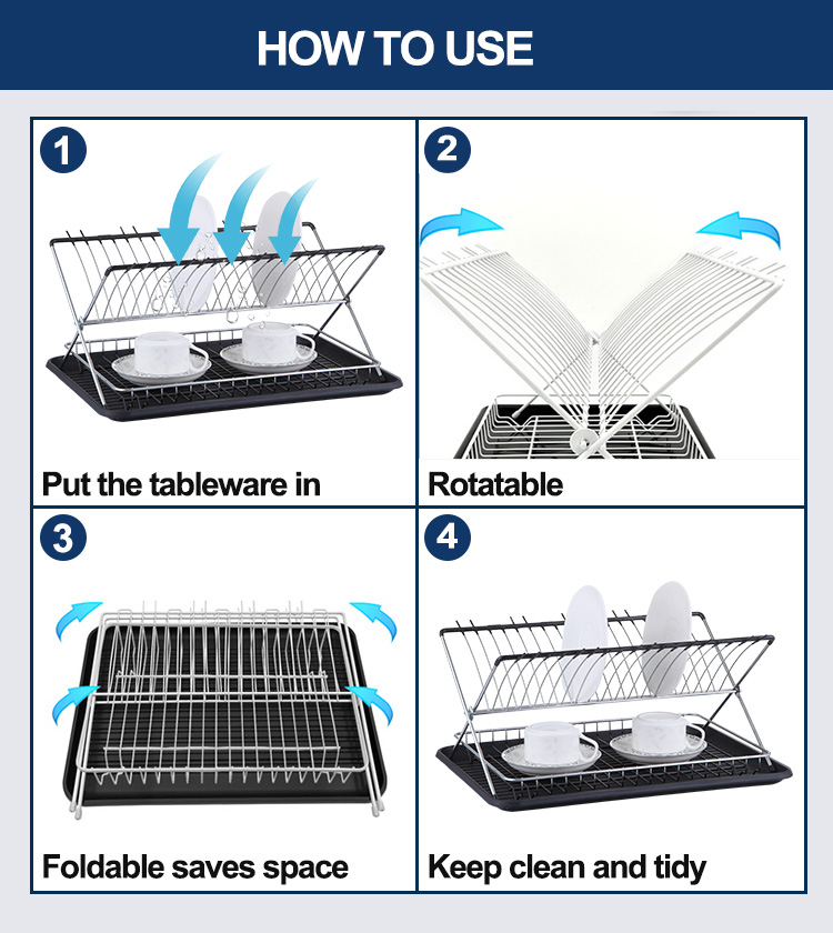 Foldable Dish Drying Rack with Drainboard