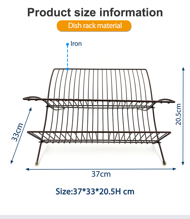 2 Tier Foldable Copper Dish Rack