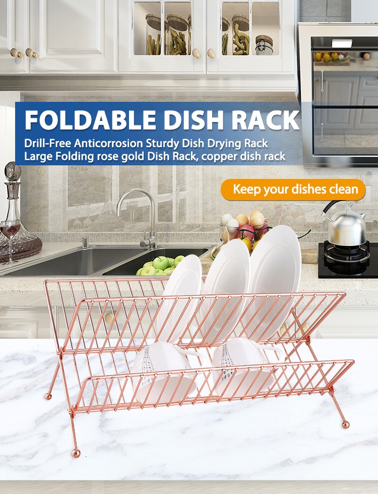 Foldable Polished Dish Drying Rack