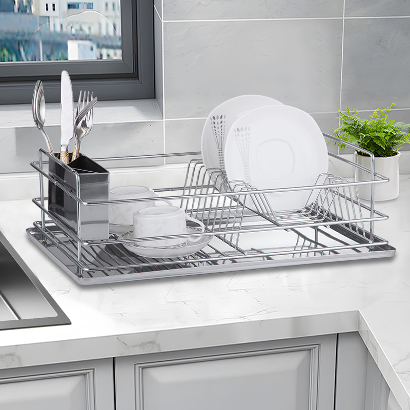 Kitchen Dish Rack with Removable Flatware Caddy